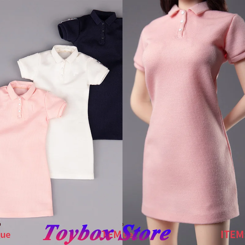 CCN6025 1/6 Female Soldier Simplicty Polo Collar Print Trendy Short Dress Clothes Accessory For 12