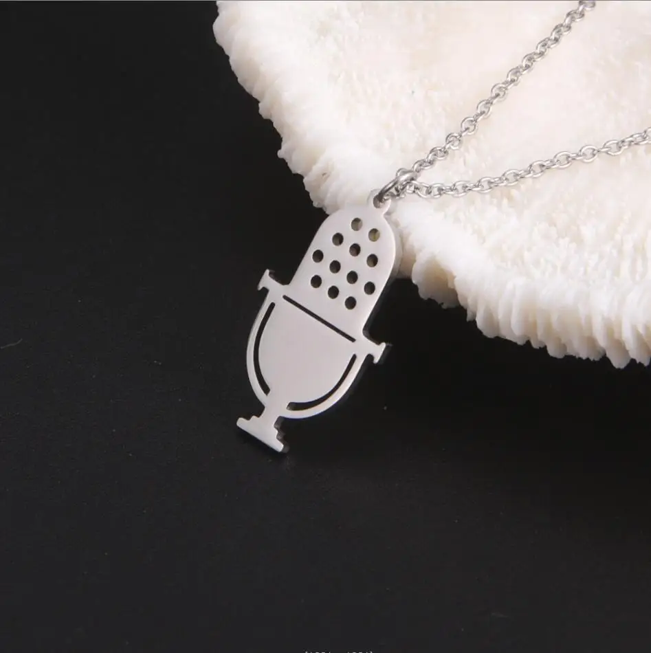 1PC Fashion Stainless Steel Necklace For Woman Personality Minimalism Microphone Pendant Necklace Birthday Gift F1499