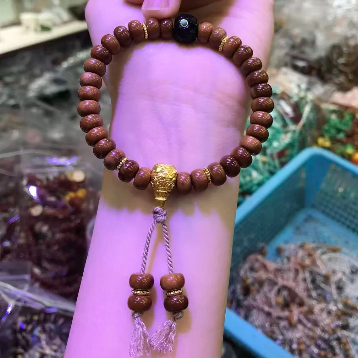 2026 Kukur Bodhi Seed Flat Beads Bracelet Black Agate No Phase Chinese Style Bracelet Hand String for Prayer Good Luck Gifts