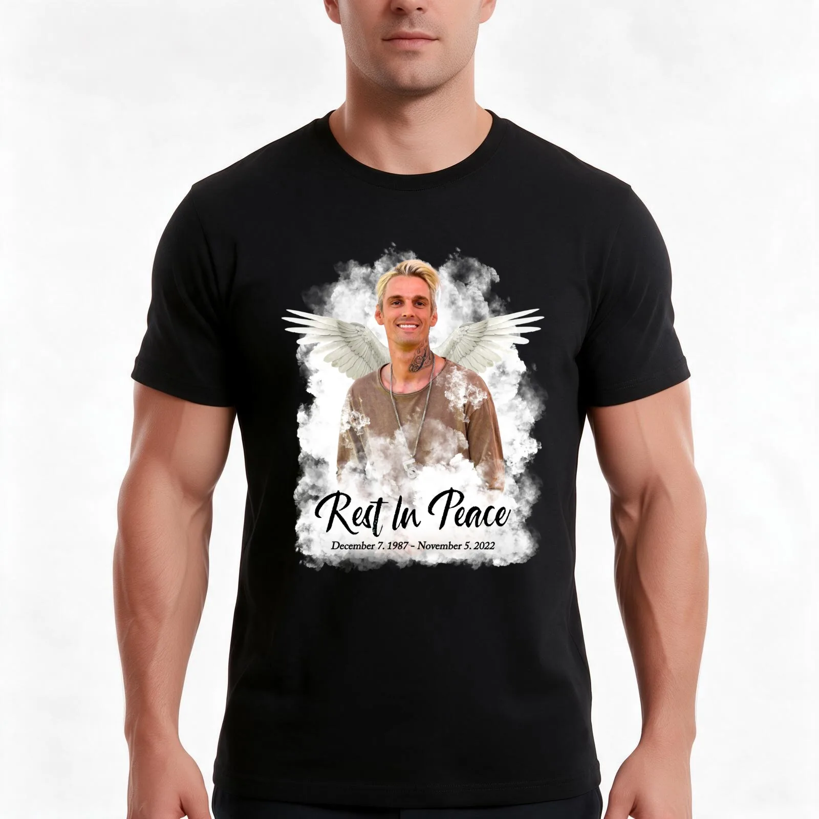 Rest In Peace Aaron Carter T-Shirt, Summer Casual Cotton Tee, Oversized Streetwear Tops, Vintage Graphic Print, Unisex Men Women