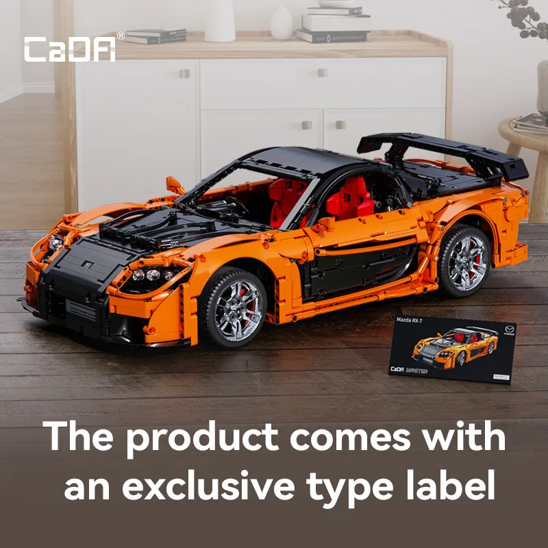 Cada 1:8 Design MOC Artemy Zotov Racing Car Mazda RX-7 RC Sports Car Building Blocks City Endurance Sports-Car Bricks Toys Gift