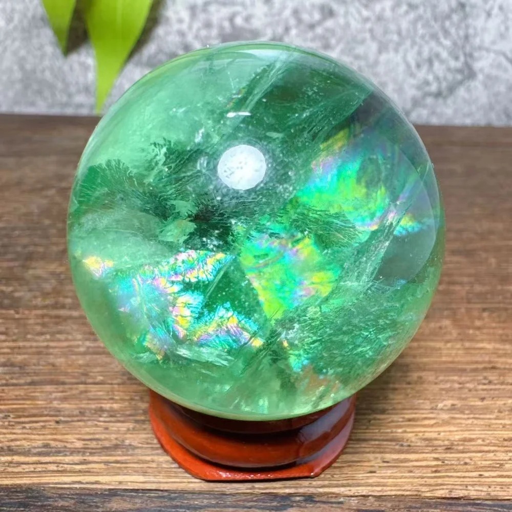 Rainbow Lake Blue Fluorite Crystal Sphere Natural Home Decor Lucky Quartz Stone Garden Healing Love Energy Room Decoration Gift