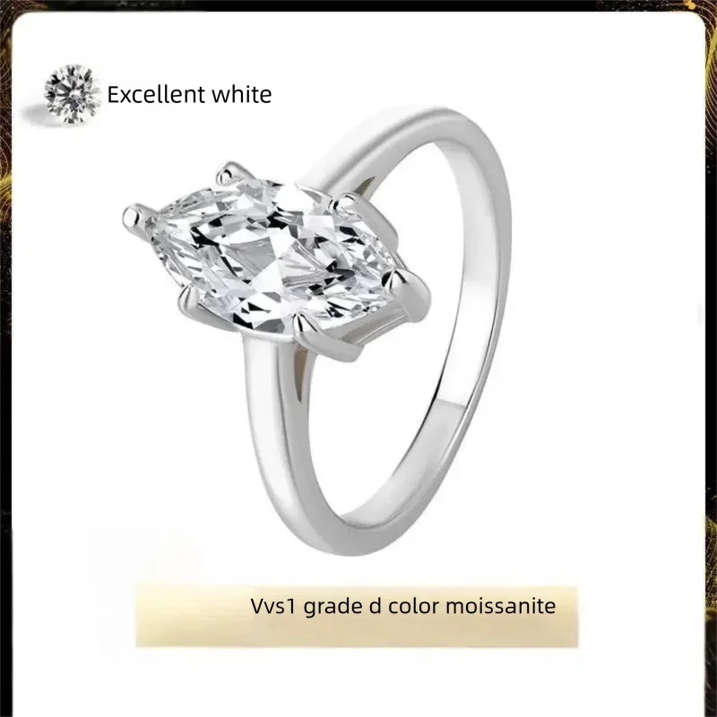 

Вневременное кольцо с муассанитом огранки маркизы 1/2 карата, стерлинговое серебро 925 пробы для женщин, обручальное кольцо-пасьянс, подарки, ювелирные изделия, сертификат GRA