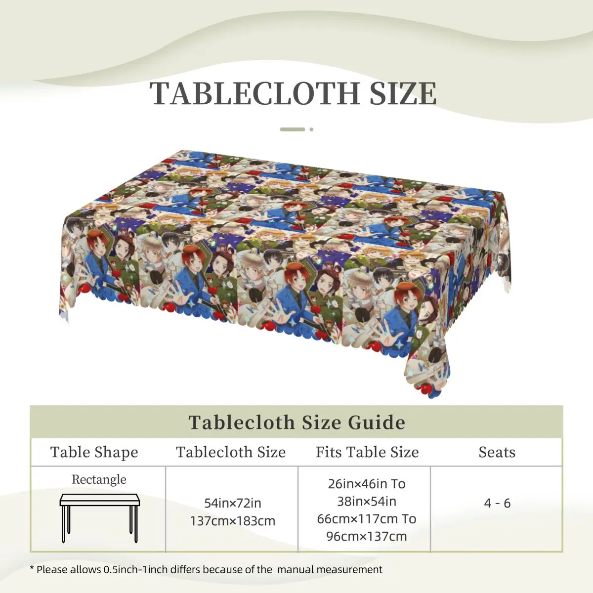 Hetalia Group World Stars Customized Rectangular Tablecloth Waterproof Table Cover for Dining Events Table Cloth