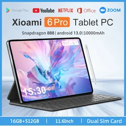 2024 versione globale Tablet PC originale Android 13 Pad 6 Pro Snapdragon 888 RAM 16GB + ROM 1TB 5G Dual SIM Card 10000mAh HD 4K Tab