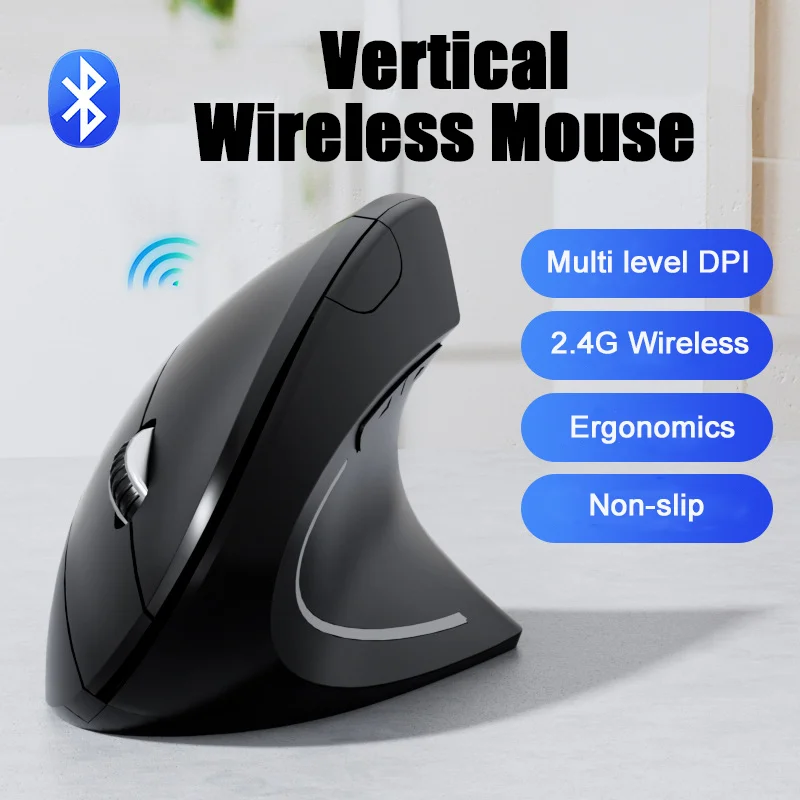 Wireless Vertical Rechargeable 2.4G Bluetooth Dual-mode Mouse Ergonomic Design Dpi Adjustable  PC Laptop Business Office Use