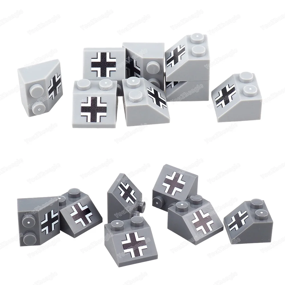 Black Ten Pattern Building Block 3039 Printed 2x2 High Bevel MOC figures Military Equipment Model Scene Accessories Gift DIY Toy
