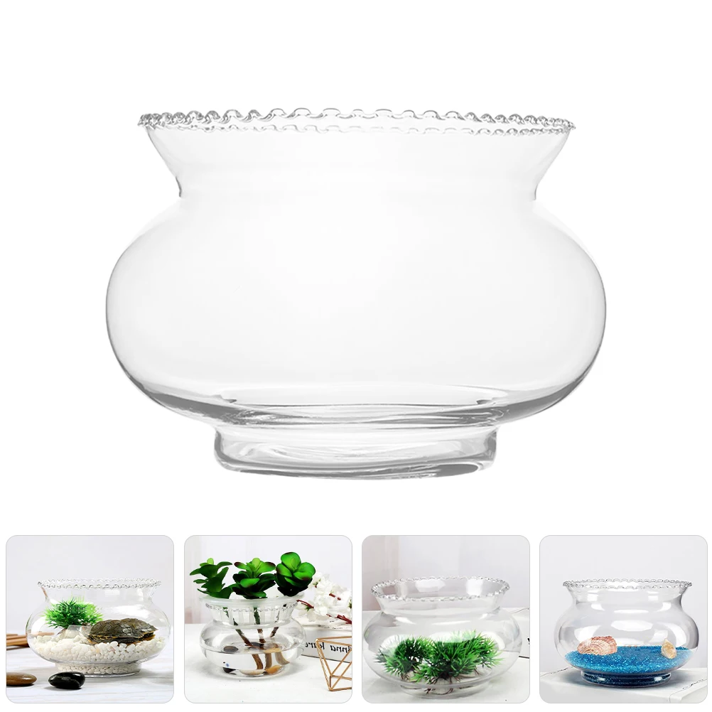 

Small Glass Aquarium Bowl for Betta Fish Turtle and Hydroponic Plants Transparent Fish Tank Decor Vase Terrarium Centerpiece