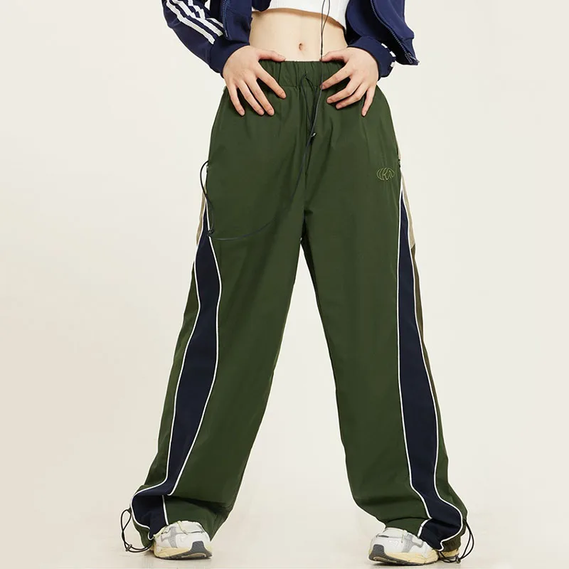 Harajuku Vintage Jogging Sweatpants Women Streetwear Elastic Waist Wide Leg Oversize Contrast Color Casual Sports Trousers 2023