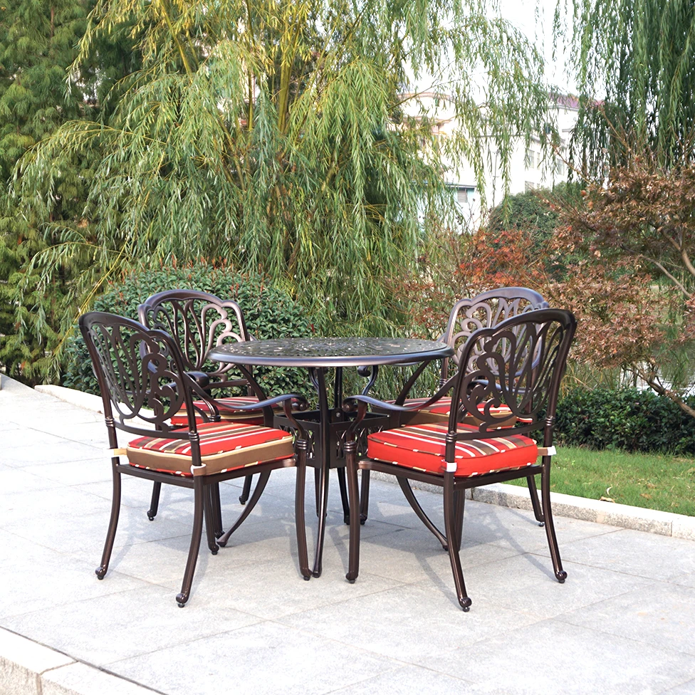 High Quality Cast Aluminum Outdoor Patio Garden Furniture Table and Chairs Set