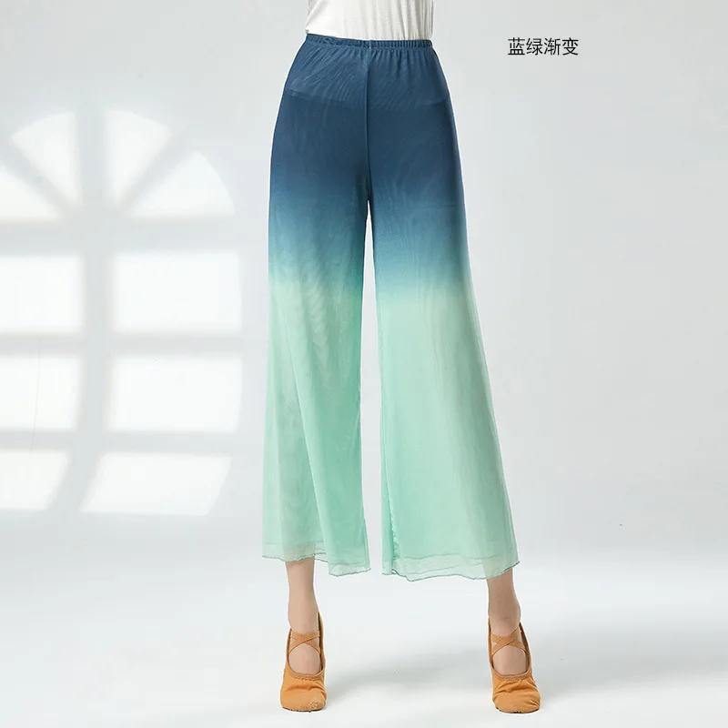 Two Layers Gradient Gauze Pant Classical Dance Stage Performance Clothes Adult Dancewear Wide Leg Pants Dancer Costume Flowy