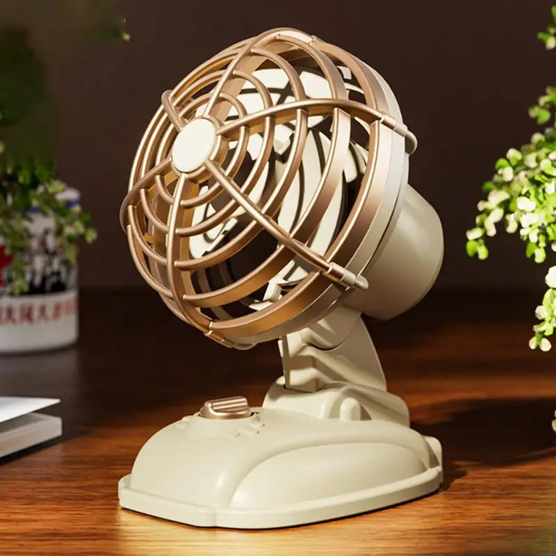 Desk Fan Small Room Air Circulator Fan Rechargeable Vintage 2 Speed Strong Airflow Small Quiet Fan For Bedroom Home Desktop