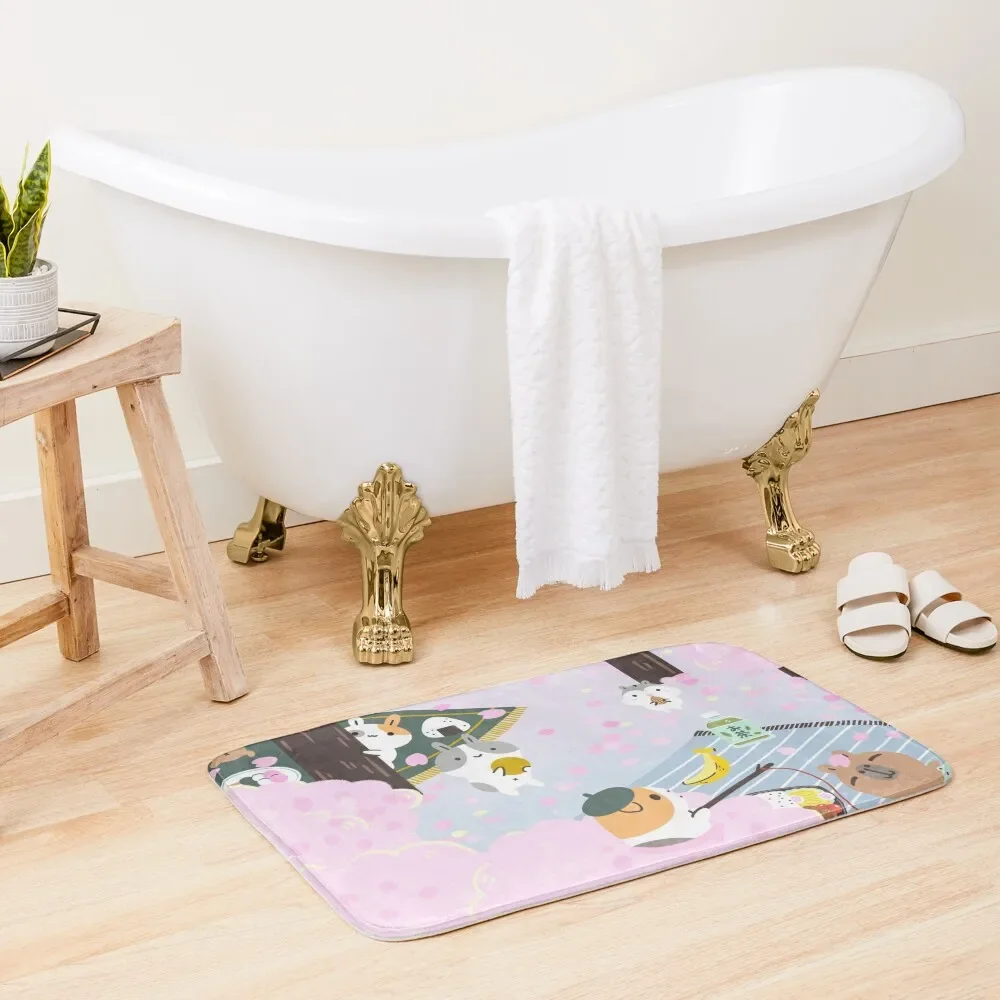 Bubu and Moonch, Cherry Blossom Bath Mat Hallway Carpet Carpets For Bathroom Bath Accessories Bathroom Accessories Sets Mat