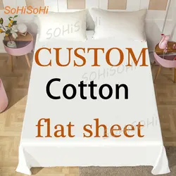 100% Cotton Customized LOGO Photo Cartoon Flat Sheet Soft Cartoon Anime Bed Sheet for Queen King Size Adult Kids Gift Bed Cover