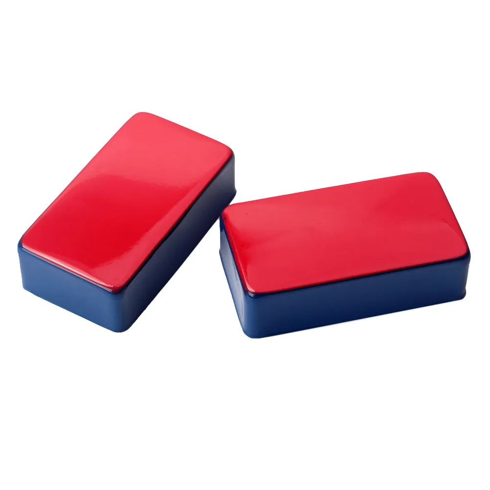 2Pcs Electric Guitar Pickup Cover Brass Humbacker Cover for Style Fully Enclosed Metal Top Red Bottom Blue Anti Rust Stain