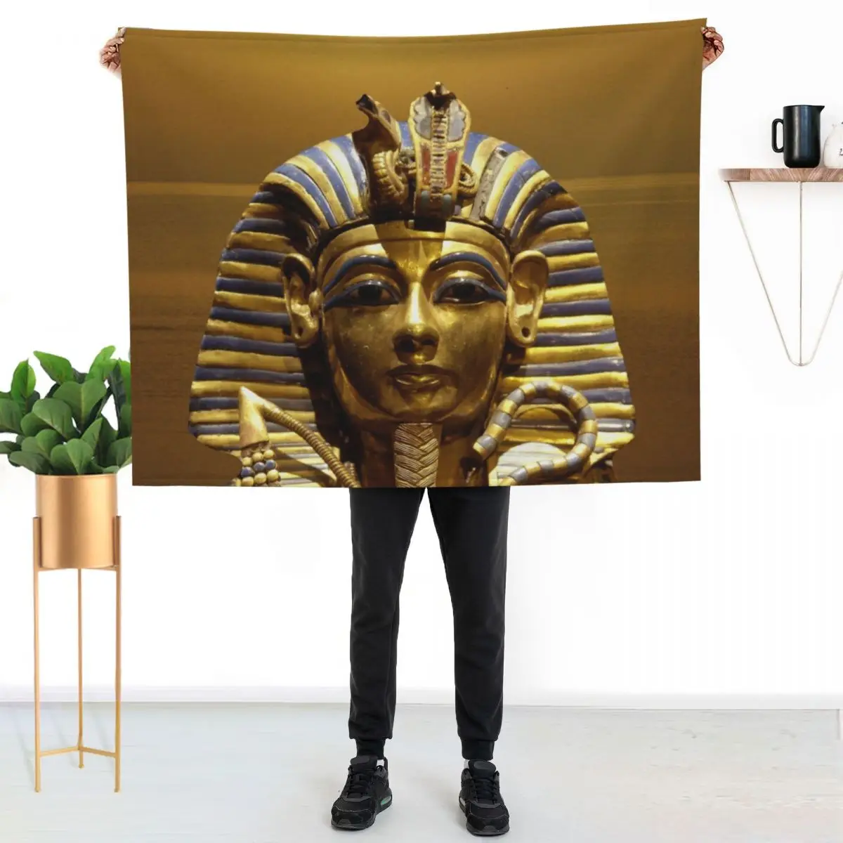 Egypt King Tut Throw Blanket Soft Big Soft Plush Plaid Travel Multi-Purpose Soft Plaid Picnic Blankets