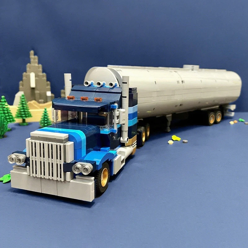 

1052 шт. MOC американский грузовик и газовый цистерна, чемпиона города, строительные блоки, рождественский подарок, мастер-серия, коллекционное издание, модель