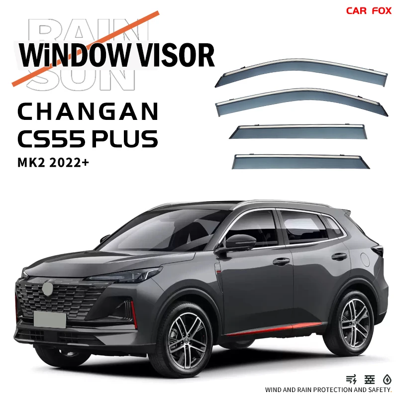 

For CHANGAN CS55 Plus 2017-2022+Plastic Window Visor Vent Shades Sun Rain Deflector Guard 4PCS/SE For CHANGAN CS55 Plus