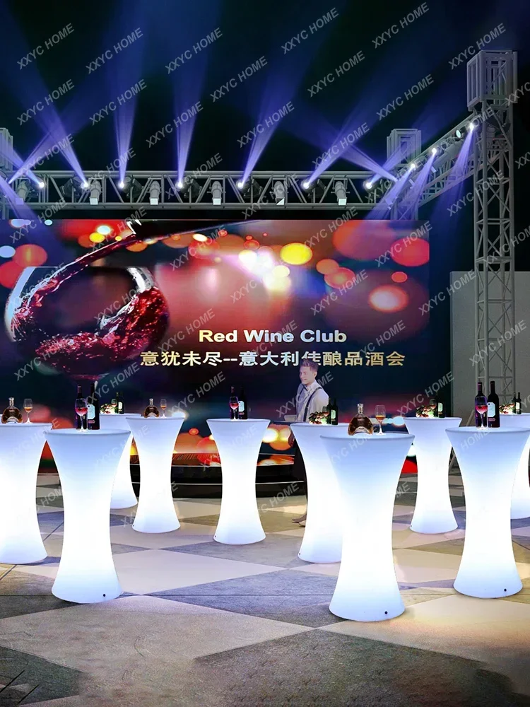 Outdoor round tall  exhibition coffee table luminous bar table and chairs outdoor bar Internet celebrity leisure terrace bar