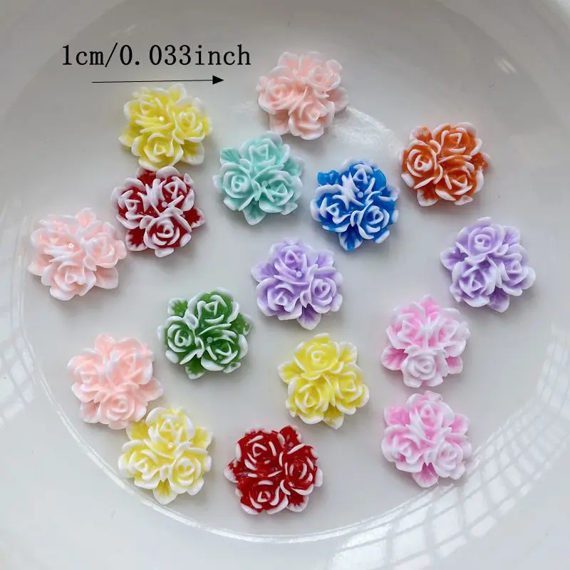 50Pcs Mixed Nail Art Resin Cartoon Cute 10mm Sansheng Flower Series Charms Rhinestones DIY Craft For Nail 3D Decorations Jewelry