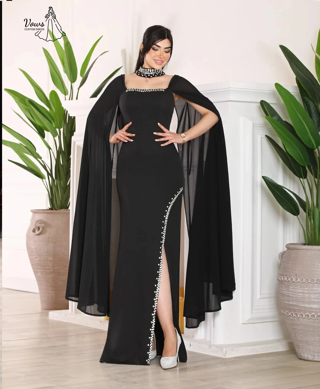 Vows Elegant Party Dresses for Women Luxury Elegant Evening Dresses 2025 Woman Custom Made Slit Fishtail Skirt Rhinestones Dress