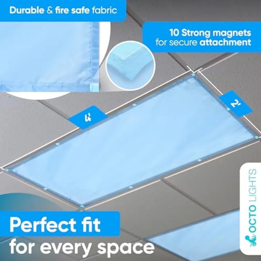 Fluorescent Blue Light Covers for Ceiling Lights - Magnetic Cover for Fluorescent Or LED Fixture - Must Haves for Teacher Suppl