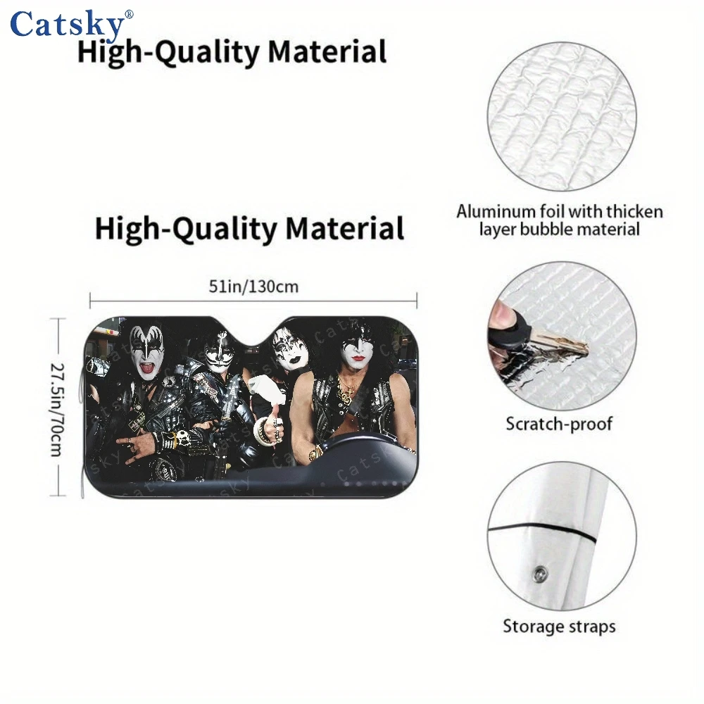 Car Sunshade Group Of People Dressed Up As Gene Simmons And Paul Stanley Auto Sunshades Sunshade, Front Window Sun Cover For Car