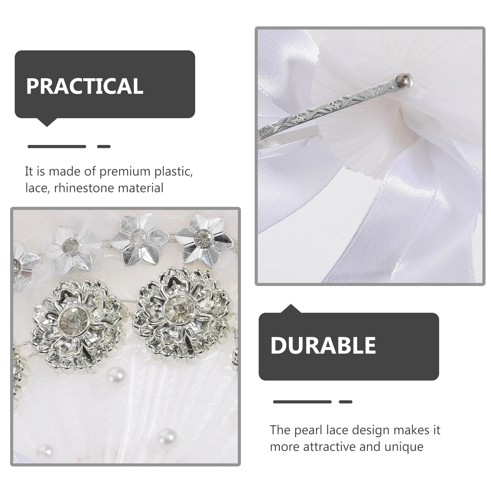 Fan Decor Handheld für Hochzeitsfächer, handgefertigte Strass-Design-Party