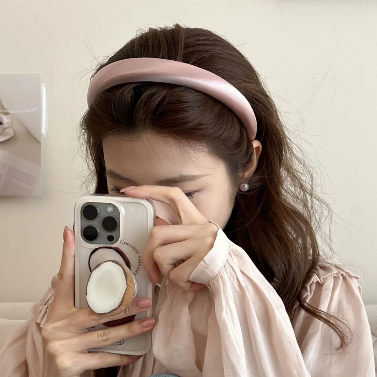 Ikat Kepala Satin Ikat Rambut Spons Tebal Simpai Rambut Wanita Anak Perempuan Lebar 2.2CM Ikat Rambut Bezel Aksesori Rambut Manis