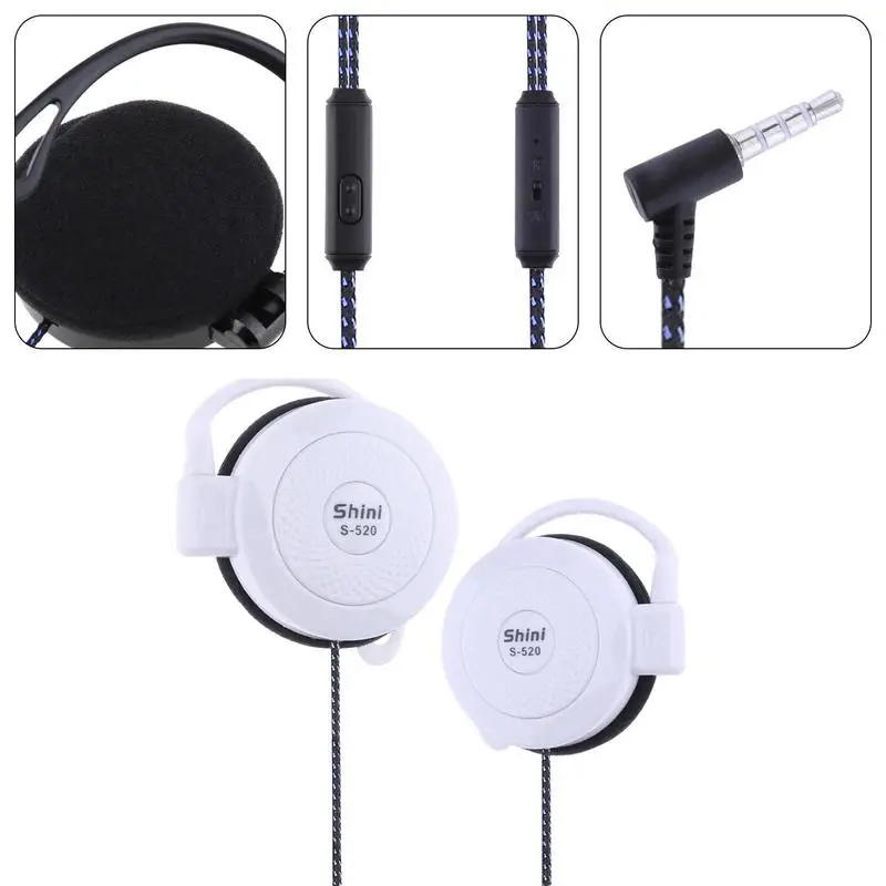 1 pz universale 3.5mm spina cablata Stereo in metallo cuffie cablate Heavy Bass Headset Over-ear regolabile gancio per l'orecchio auricolare per telefono