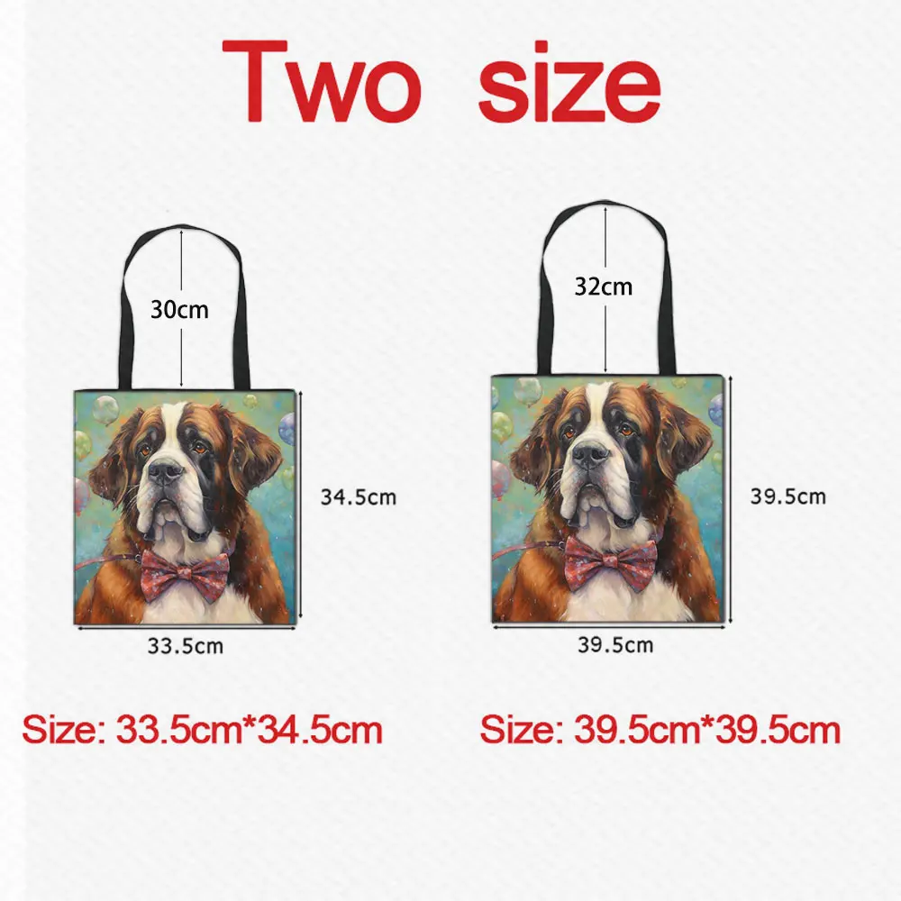 Oil Painting Dogs Shopping Bag Colorful Puppy Golden Retrieve Tote Bag Labrador Dog Handbag Border Collie Shoulder Bag Bookbag