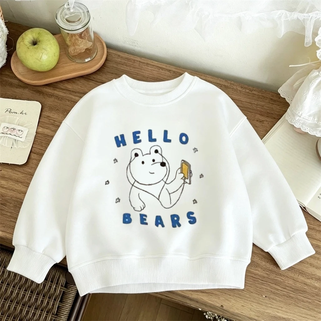 Printing Sweatshirts Casual Loose Autumn Clothing Round Neck Pullovers For 1-7Years Old Kids Long-sleeved Tops Lovely Hoodies