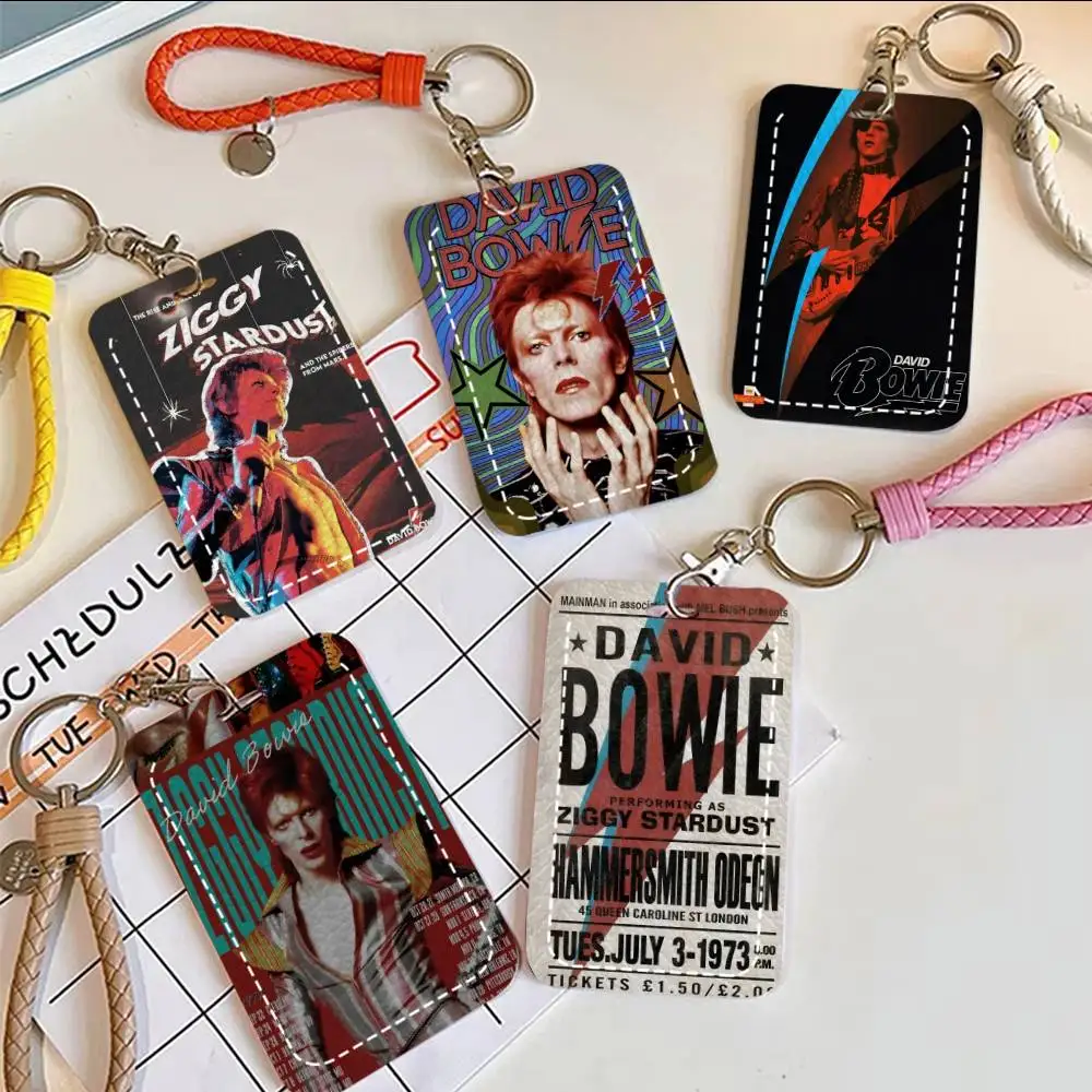 

Musician D-David B-BowieS Card Holde Applicable To Credit Cards Bus Card Soft Leather Rectangular Keychain Protective Cover