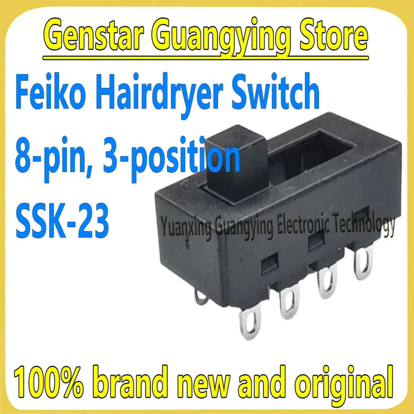 (1 Piece) SSK-23 Feike Hair Dryer Switch 8 Pin 3 Speed Toggle Switch Slide Hair Dryer Switch 100% Brand New & Original