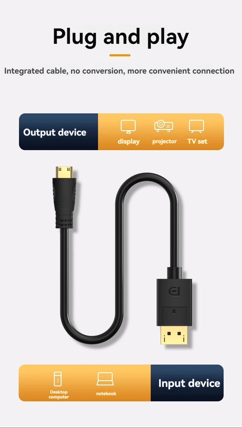 DP zu Mini-HDMI-Kabel 4K Laptop-Grafikkarte an den tragbaren Monitor angeschlossen HD-Video-Verbindungsleitung 4K@60 2K@144 – Detail 12