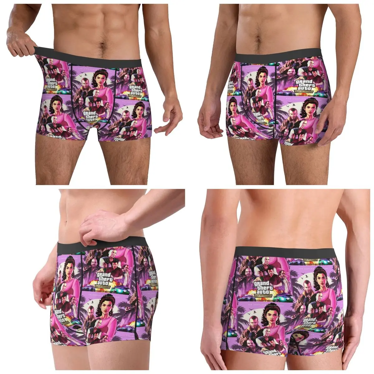 Boxer Underpants Shorts Grand Theft Auto Adventure Game GTA Panties Men's Soft Underwear for Homme Man Boyfriend Gifts