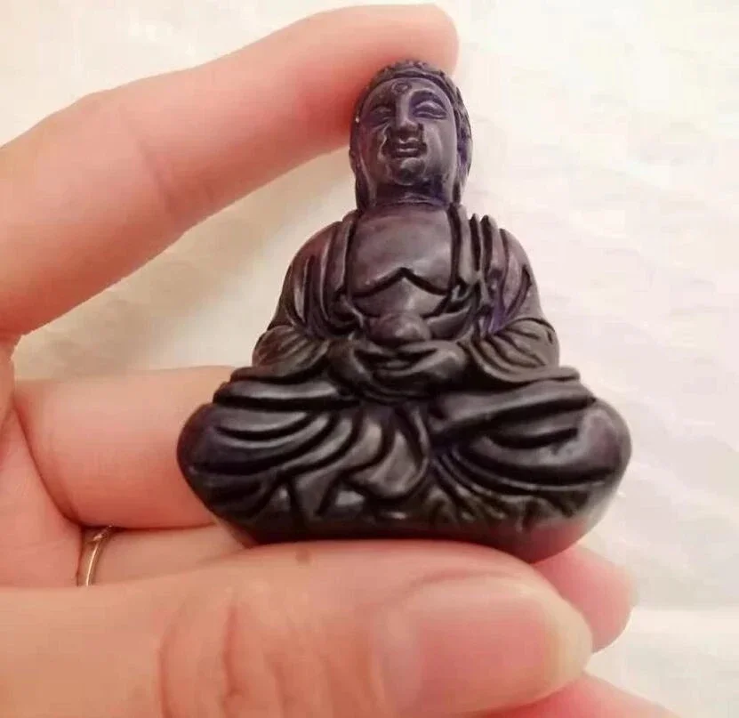 Collection Archaize Handwork Purple Jade Small Sakyamuni Statue Crafts