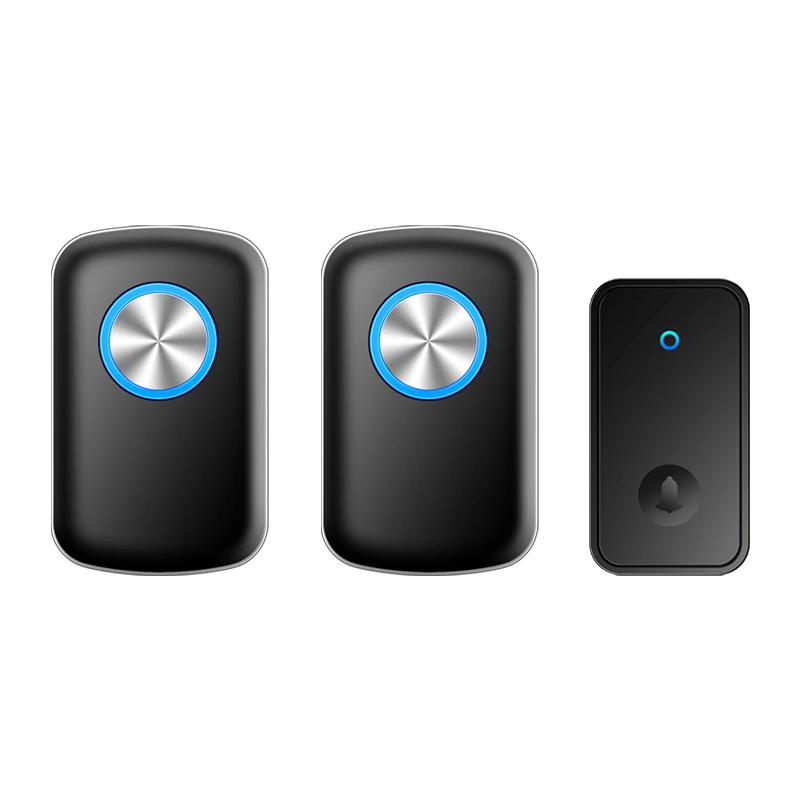 

Автономный беспроводной дверной звонок CACAZI, вилка европейского стандарта, водонепроницаемый, без аккумулятора, 5 громкости, 0-110 дБ, 60 колокольчиков, 1 кнопка, 2 приемника