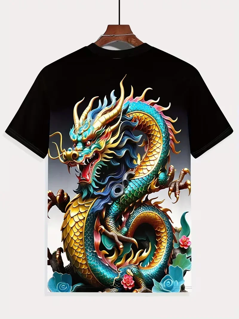 Cool Dragon Graphic Men's T-Shirt 3D High-Definition Print Hot Tee Round Neck Fashion Casual Quick-Drying Oversize Men Clothing