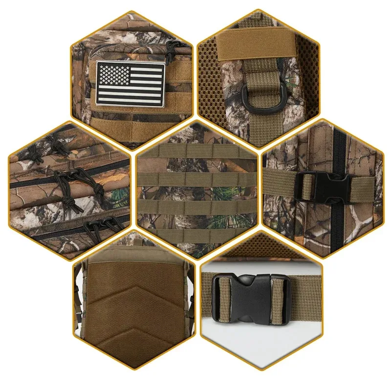 حقائب ظهر تكتيكية خارجية للصيد بسعة كبيرة 45 لتر للرجال/النساء 3 أيام للصالة الرياضية والتنزه با للرحلات والتخييم حقيبة ظهر