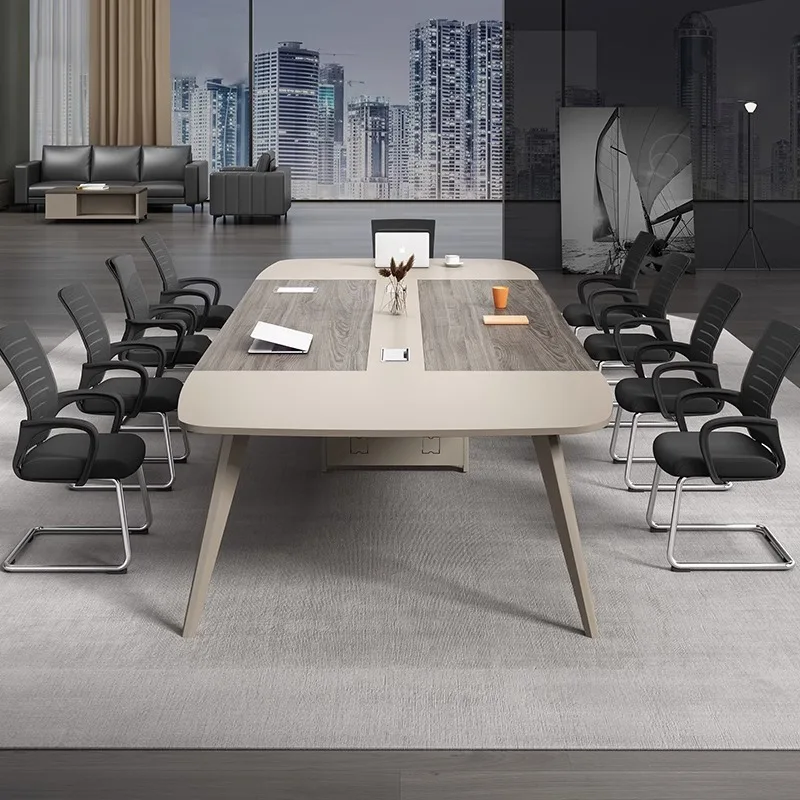 Combinación de mesa y silla para reuniones, negociación, mesa larga moderna y sencilla, banco de trabajo, muebles de oficina