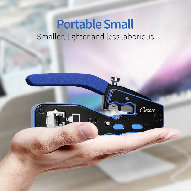 CNCOB  RJ45 Crimp Tool Pass Through Crimper Cutter for 8P8C RJ 45 Modular Connectors All-in-one Wire Crimping Tool
