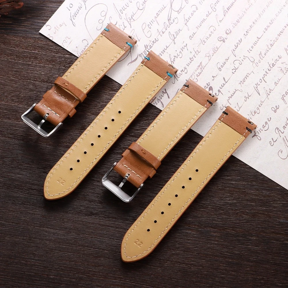 Litschi-Kornarmband, 20/22 mm, echtes weiches Leder-Uhrenarmband für Huawei Watch Gt3/Gt4, Schnellverschluss-Armband, Retro-braunes Armband
