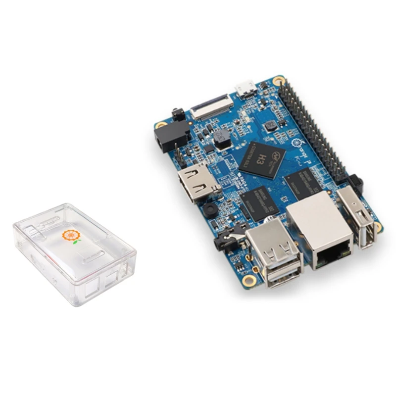 For Orange Pi PC H3 Board 1GB DDR3+Transparent Case Cortex-A7 Quad Core Support Android4.4/Ubuntu/Debian Systems