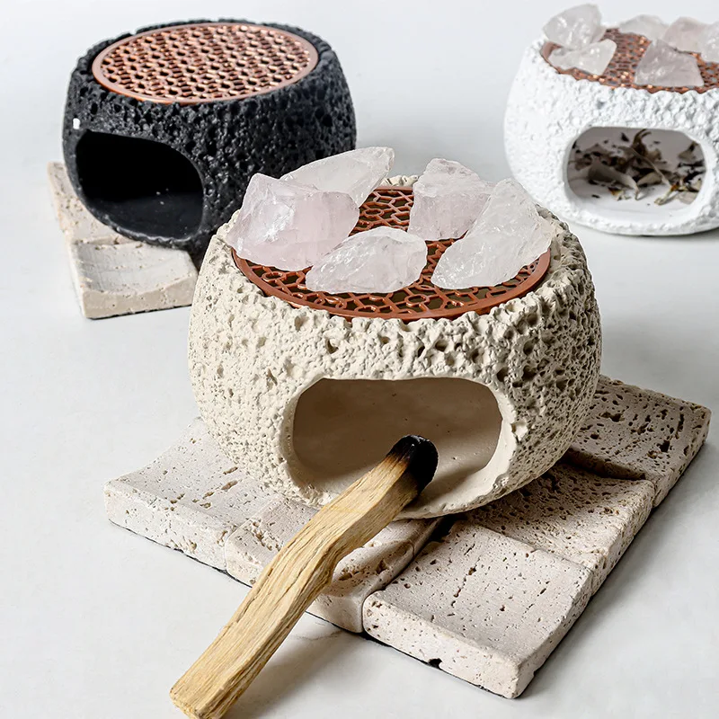 

Desktop Use Small Stones Stove for Fragrance Diffuser Tea-making Crystal Cleansing Incense Burner Home Decoration Brief Crafts