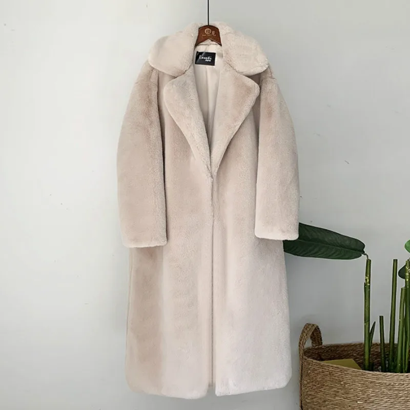 Women Winter Long Faux Fur Warm Coat Long Sleeve Female Thick Coat Casual Loose Outwears