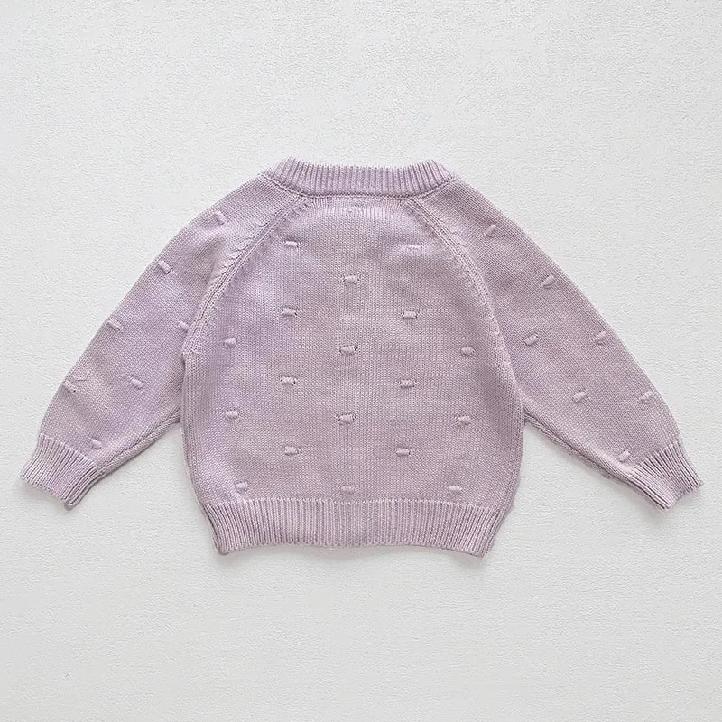 2024 New Autumn Baby Girls Knitting Cardigan Coat Long Sleeved Floral Embroidery Casual Loose Sweater Coat Kids Knitted Cardigan