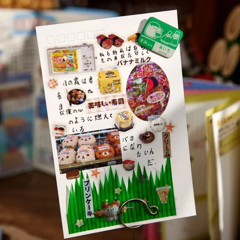 2pc/set Retro Japanese Anime Journal Sticker Cake Dessert Snacks Scrapbook Sticker DIY Decor Stationery Sticker Student Supplies