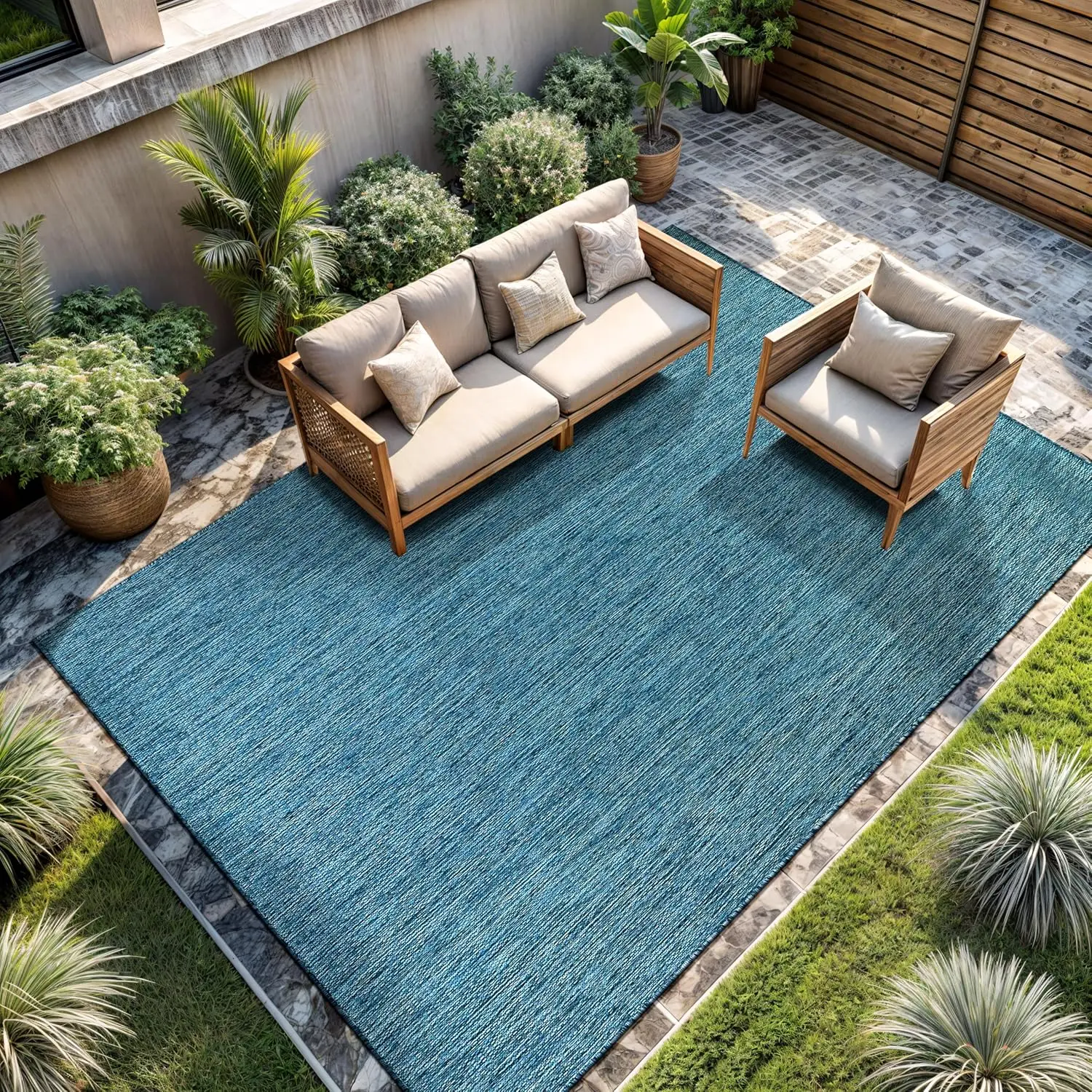 

CAMILSON Outdoor Rug - Modern Area Rugs for Large Indoor and Outdoor patios, Kitchen and Hallway mats - Washable Outside