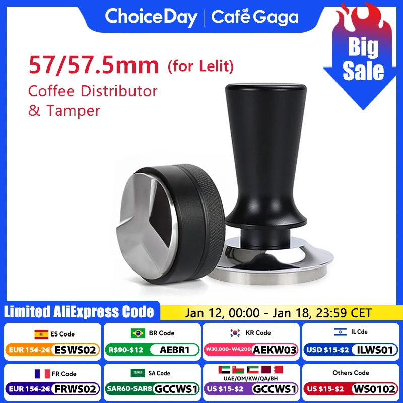 

Coffee Distributor Tamper Leveler For Lelit Anna Anita 57mm 57.5mm Stainless Steel Barista Espresso Accessories Barista Tools
